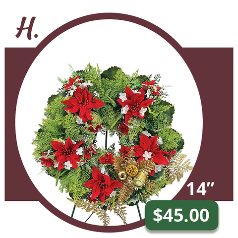 H - Medium Poinsettia Wreath