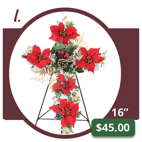 I - Medium Silk Poinsettia Cross